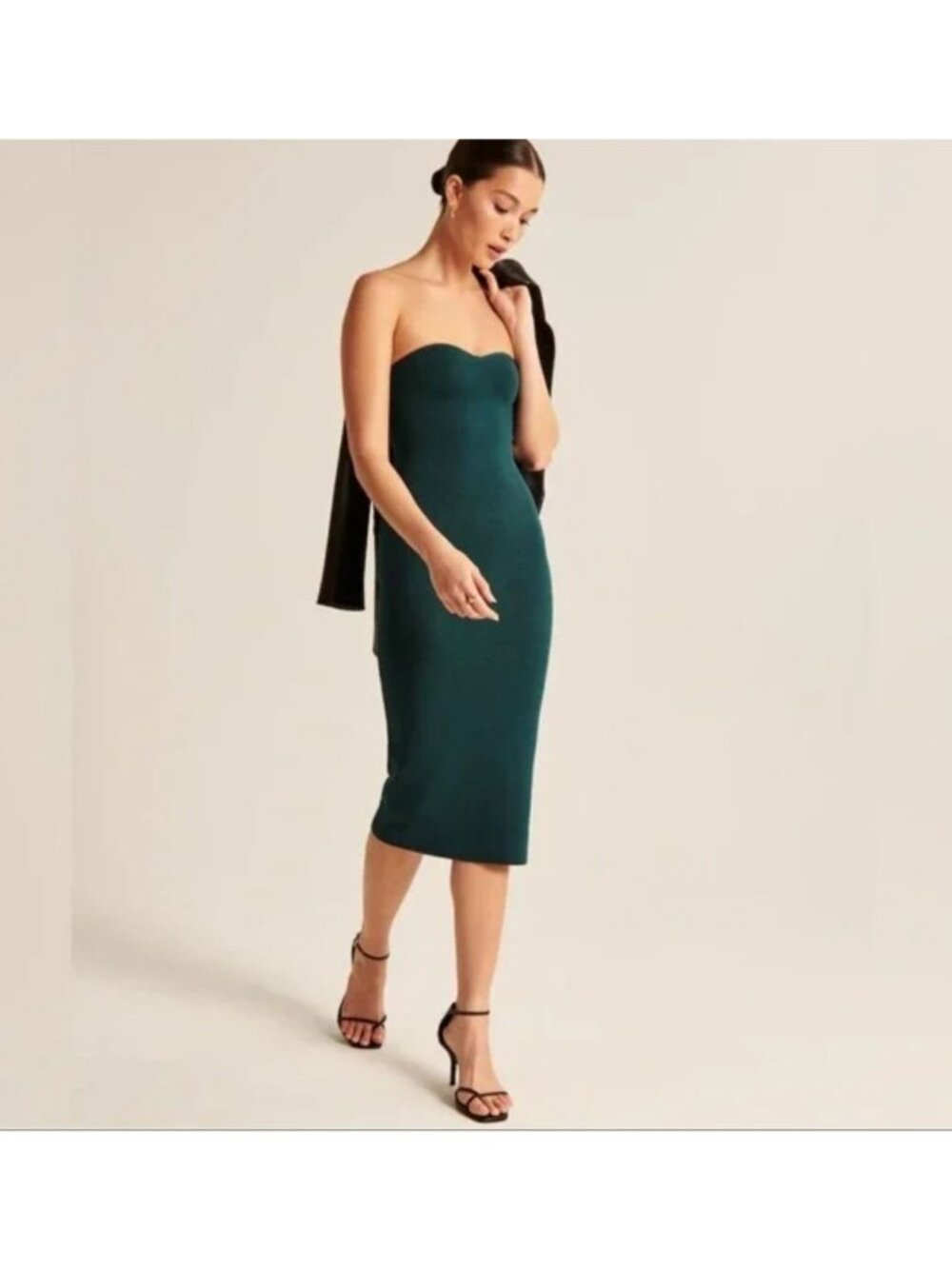 Abercrombie and Fitch Strapless Midi Sweater Dress Teal Green XS Petite